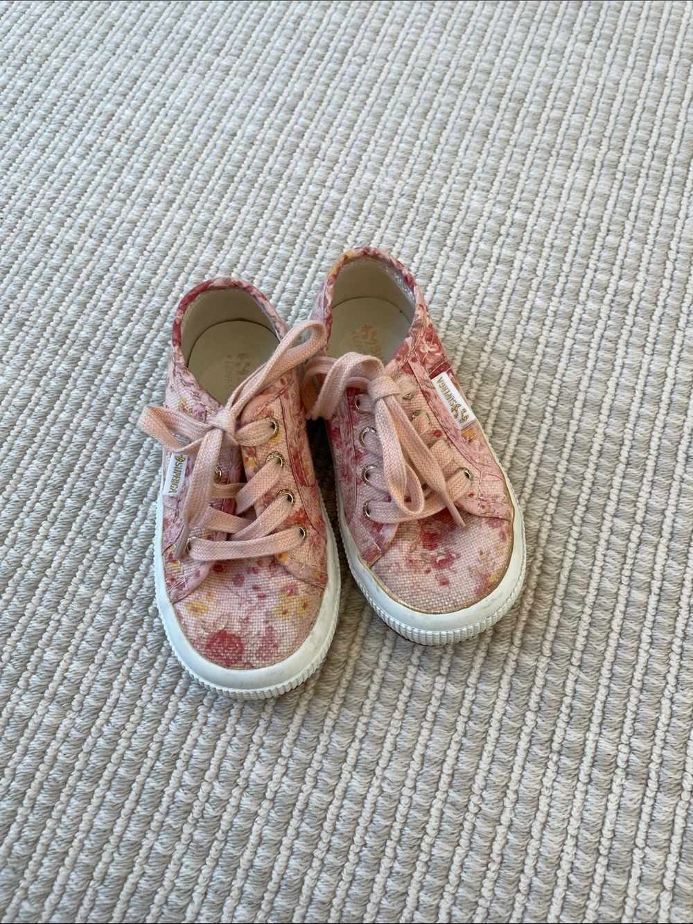 Superga Pink Floral Canvas Kids Sneakers